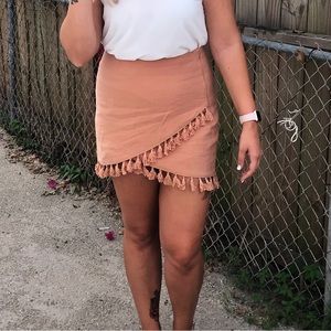 Peach Tassle mini-skirt